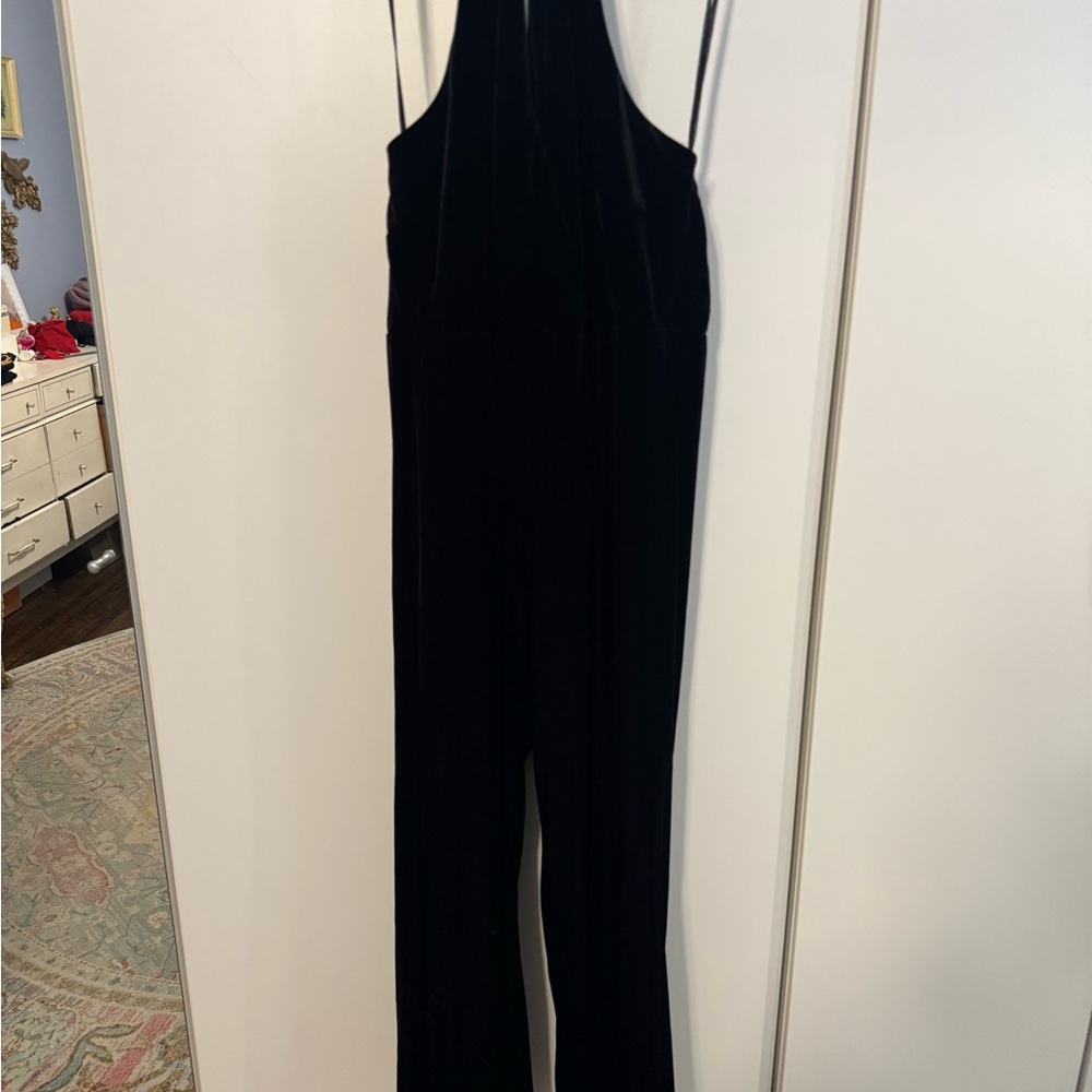 Liza Minnelli for HSN velvet Black halter  jumpsuit 2X